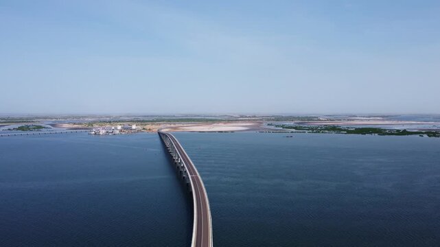 Aerial view of the sheikh jaber alahmad alsabah causeway in kuwait city