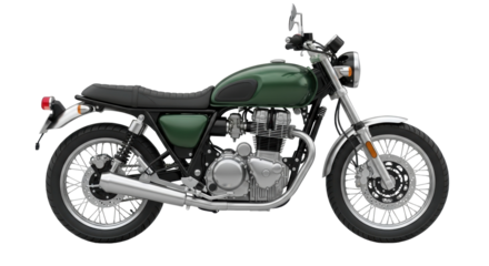 Isolated green motorcycle vehicle on a simple background for transportation and recreation