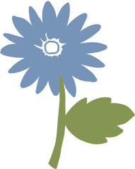Blue Daisy Illustration – Minimalist Floral Clipart