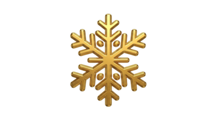 Isolated Golden Snowflake, 3D Rendered Christmas Holiday Decoration, Celebratory Style
