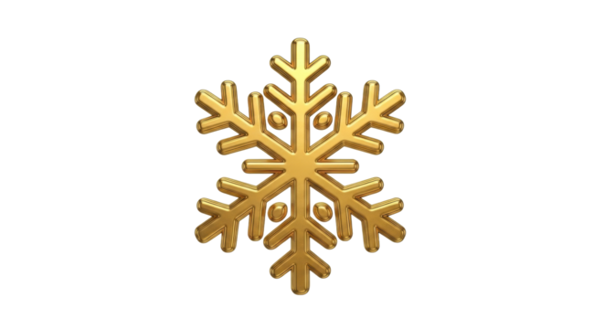 Isolated Golden Snowflake, 3D Rendered Christmas Holiday Decoration, Celebratory Style
