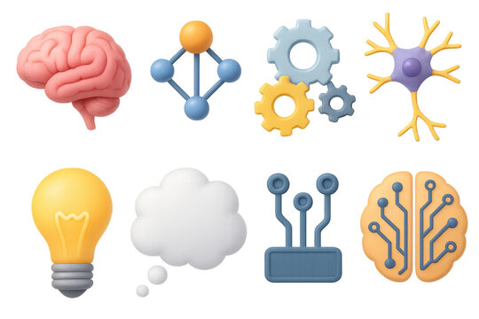 Creative brain and technology concepts: brain, gears, neurons, innovation