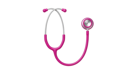 Isolated pink stethoscope for listening heart and lungs, medical equipment healthcare tool