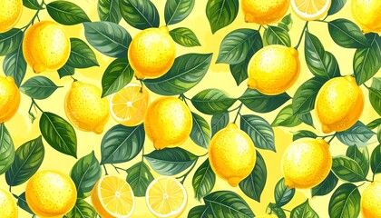 Lemon pattern with leaves
