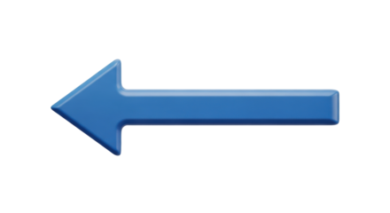 Isolated Blue Arrow Pointing Left Direction to Symbolize Movement, Back Navigation