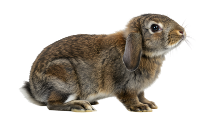 Adorable Brown Lop-Eared Rabbit Isolated on Transparant Background Photography