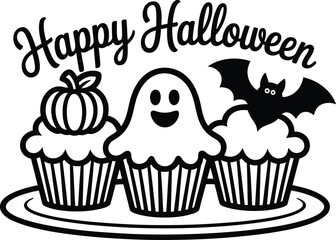 Vector art of halloween cupcakes.