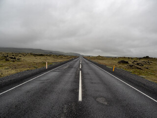 Highway in landscapes of Iceland