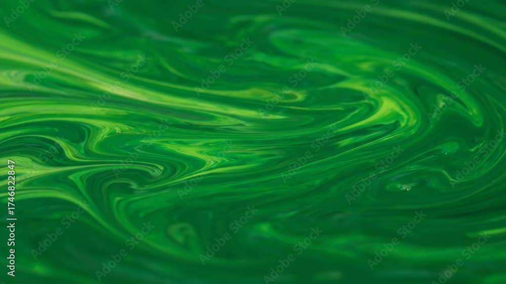 Poster seamlessly looping abstract liquid green marble texture slowly flowing and blending, creating a hypn
