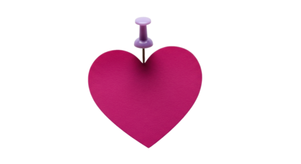 Isolated Heart with Purple Push Pin Concept image of Love and Valentines Day theme