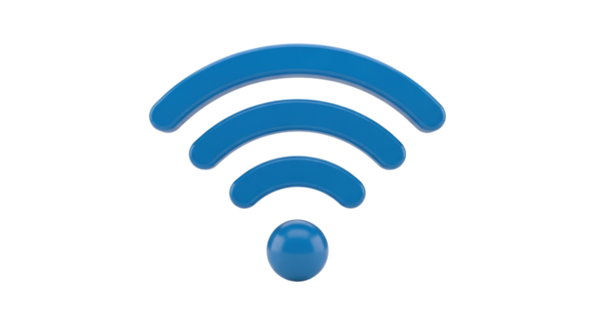 Isolated Wifi sign icon in blue 3D design internet connection wireless computer network