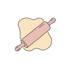 Simple Outline Rolling Pin with Dough Minimalist Culinary Illustration