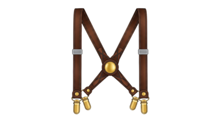 Isolated set of brown leather suspenders for men, vintage fashion accessory on display