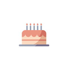 Simple Flat Illustration of Birthday Cake with Candles Celebration Design