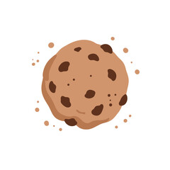 Flat Style Delicious Chocolate Chip Cookie Sweet Food Illustration