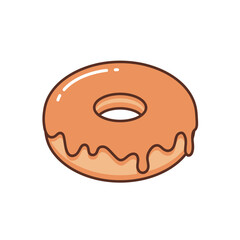 Cartoon Style Detailed Donut with Caramel Glaze Delicious Food Icon