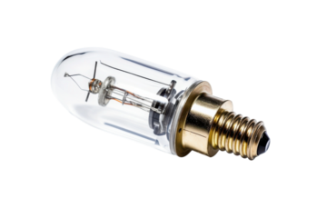 Clear incandescent light bulb with a gold colored base