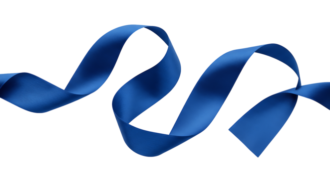 Elegant Blue Ribbon Isolated on Transparant Background for Celebrations - Powered by Adobe