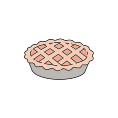 Simple Line Art Delicious Looking Homemade Pie Dessert Food Illustration