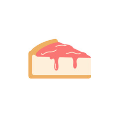 Minimalist Sweet Dessert Slice Cheesecake with Berry Sauce Food Illustration