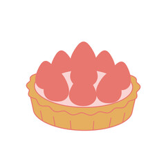 Cute Flat Style Strawberry Tart Dessert Illustration Culinary Sweet Icon