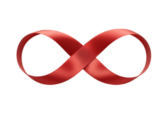 Elegant Red Ribbon Forming the Infinity Symbol on a Transparant Background
