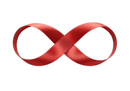 Elegant Red Ribbon Forming the Infinity Symbol on a Transparant Background