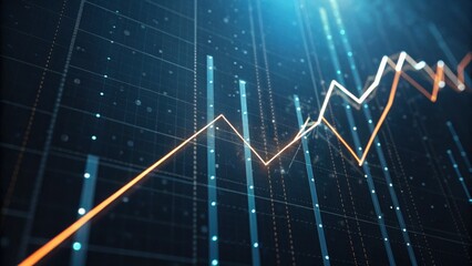 A digital representation of a rising financial graph, showcasing trends and data analysis in a sleek, modern style.