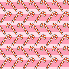 Cute cartoon christmas seamless pattern of candy canes holiday vibes playful design festive environment
