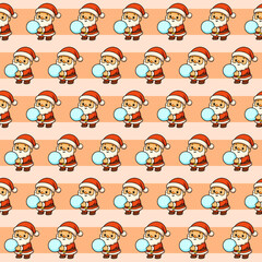 Cute cartoon christmas holiday seamless pattern featuring santa claus festive environment cheerful design