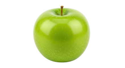 Isolated Granny Smith apple with stem; healthy eating, food ingredient, dietary source