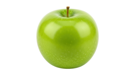 Isolated Granny Smith apple with stem; healthy eating, food ingredient, dietary source