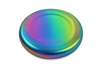 Obraz premium Iridescent frisbee playing toy on transparent background