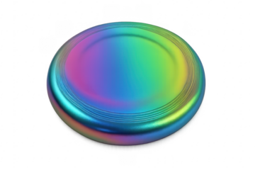 Iridescent frisbee playing toy on transparent background