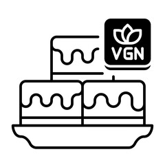 This Vegan Brownies icon is suitable for Vegan Food, etc.