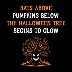 Bats Above Pumpkins Below Halloween Tree Glow Shirt – Spooky Fall Tee