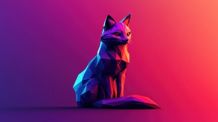 Low-poly fox in vibrant gradient colors