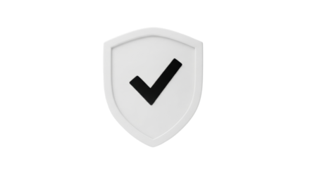 Isolated secure shield icon with checkmark inside for digital security software app