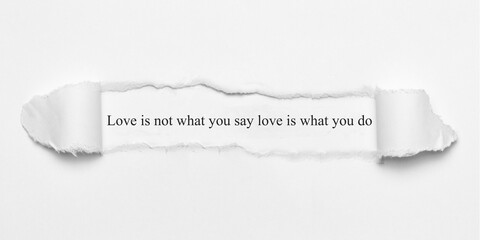 Love is not what you say love is what you do	

