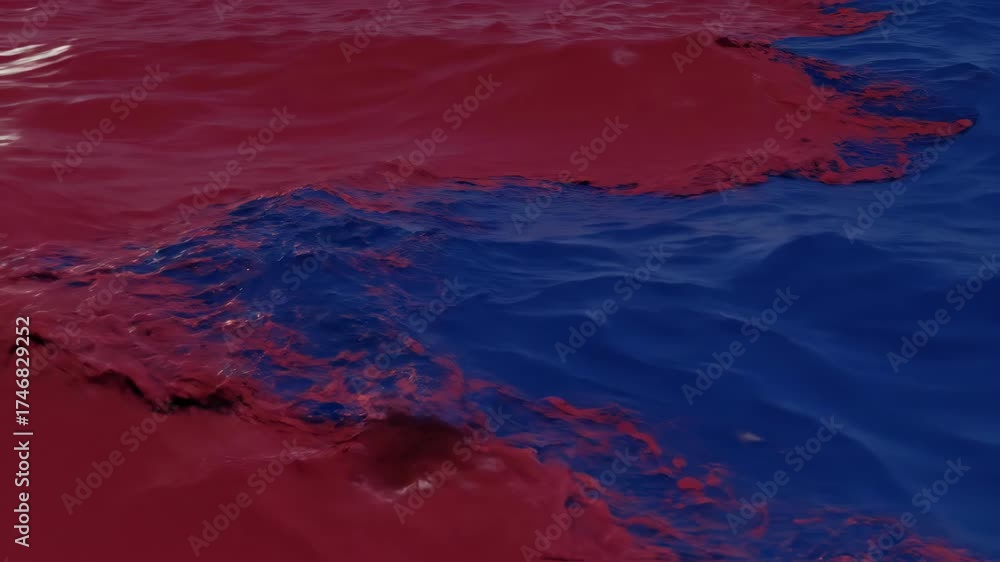 Canvas Prints seamlessly looping video of flowing abstract crimson and deep blue waves creating a dynamic, organic