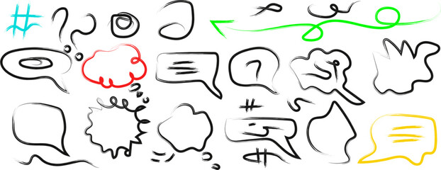 Hand Drawn Speech Bubbles Communication Elements and Thought Balloons