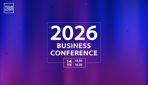 A corporate presentation title slide design. A professional template for a business conference or summit with an elegant abstract gradient background. A vector layout for a keynote or webinar. - Powered by Adobe