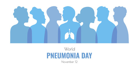 World Pneumonia Day November 12 banner template. Minimalist design for poster card flyer web. Vector illustration