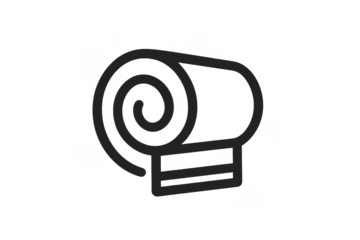 Rolled yoga or fitness mat line art icon