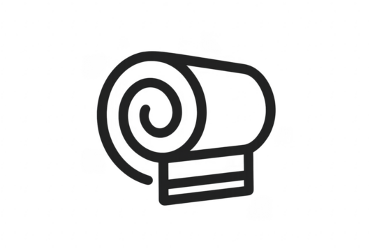 Rolled yoga or fitness mat line art icon
