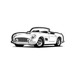 Classic Cabriolet Convertible Sport Car Monochrome Silhouette Vector Isolated in white background