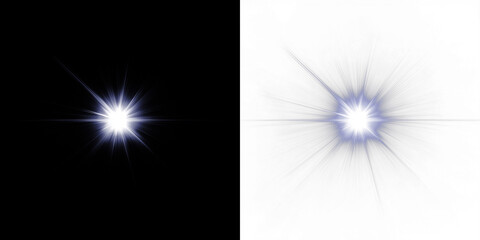 Bright light burst overlay on contrasting black and white backgrounds, creating a dynamic visual effect for creative projects and graphic design applications