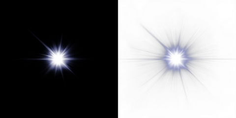 Bright light burst overlay on contrasting black and white backgrounds, creating a dynamic visual effect for creative projects and graphic design applications