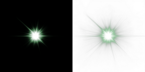 Bright green light burst overlay on contrasting black and white backgrounds, creating a dynamic visual effect for creative projects and graphic design applications