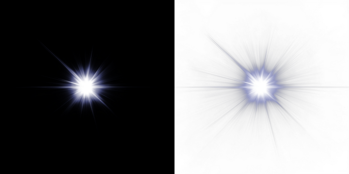 Bright light burst overlay on contrasting black and white backgrounds, creating a dynamic visual effect for creative projects and graphic design applications